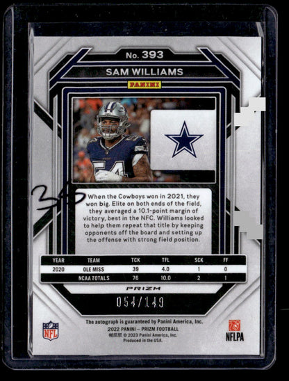 2022 Panini Prizm #393 Sam Williams Red Wave #/149