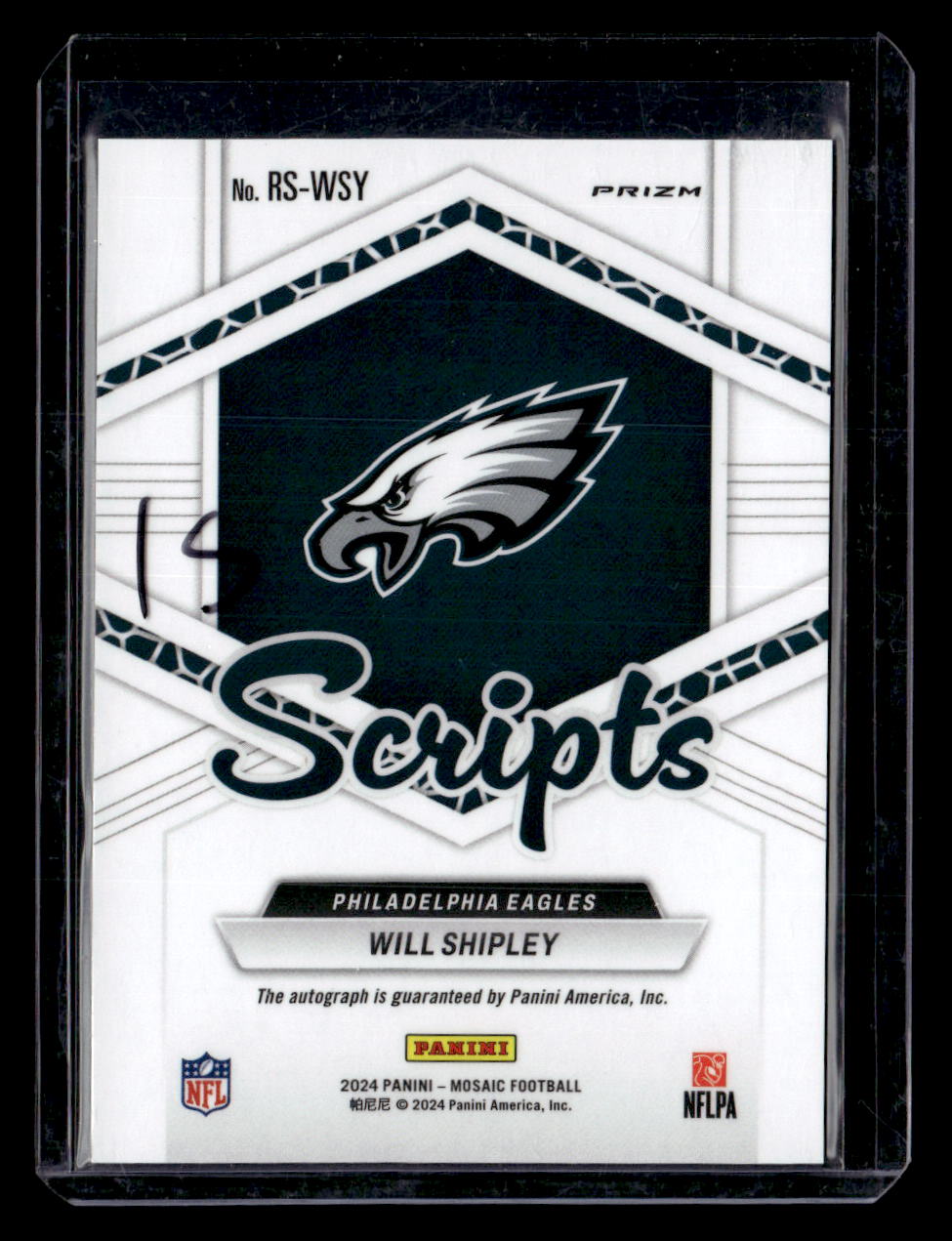 2024 Panini Mosaic #RS-WSY Will Shipley Rookie Scripts