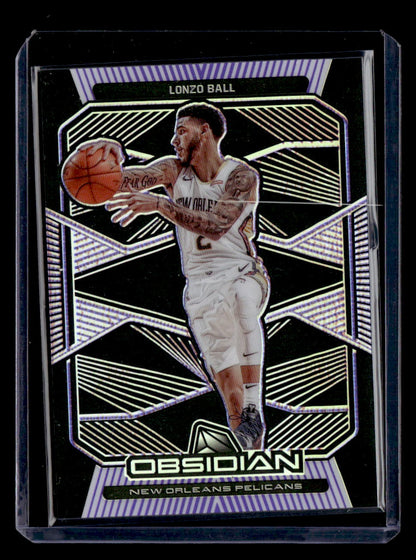 2019-20 Panini Obsidian #18 Lonzo Ball Electric Etch Purple #/75
