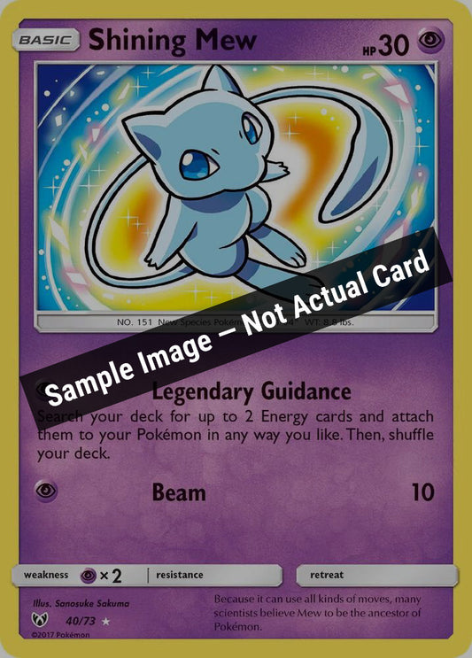 Pokemon,Shining Legends,Shining Mew - 40/73,Holofoil,Moderately Played — Sample Image, Not Actual Card
