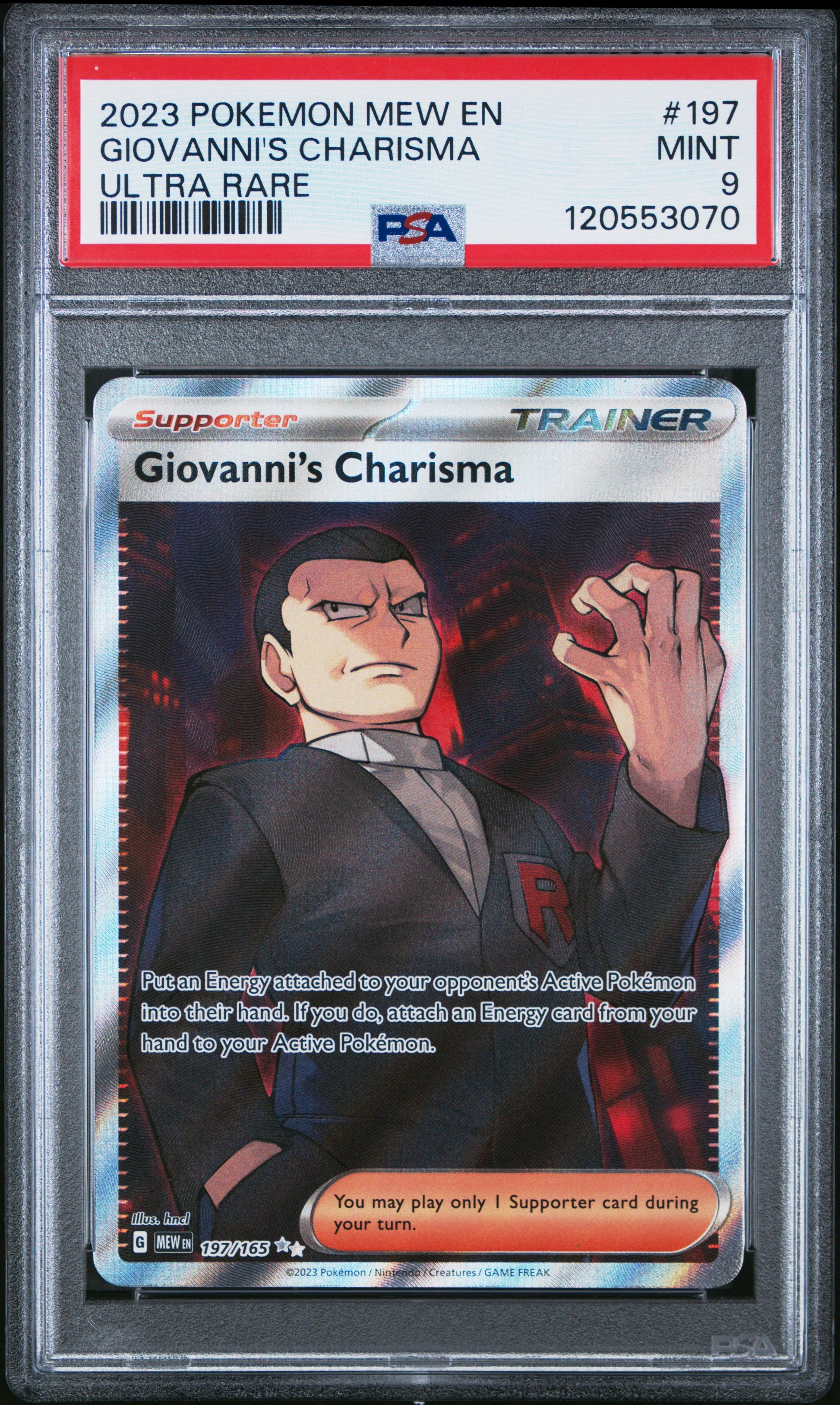 2023 Pokemon Mew En-151 Giovanni'S Charisma #197 PSA 9