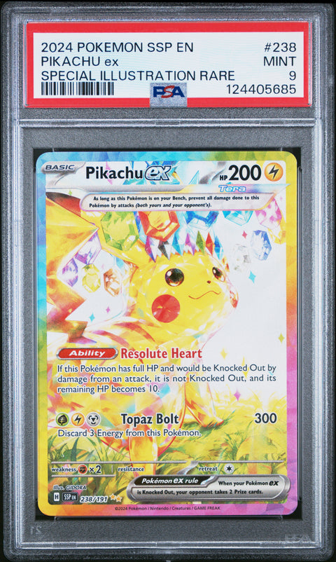 2024 Pokemon Ssp En-Surging Sparks Pikachu Ex #238 PSA 9