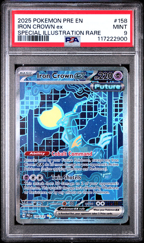 2025 Pokemon Pre En-Prismatic Evolutions Iron Crown Ex #158 PSA 9