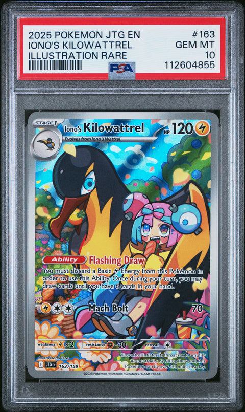 2025 Pokemon Jtg En-Journey Together Iono'S Kilowattrel #163 PSA 10
