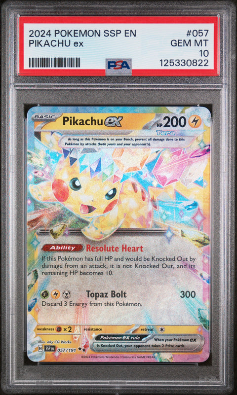 2024 Pokemon Ssp En-Surging Sparks Pikachu Ex #057 PSA 10