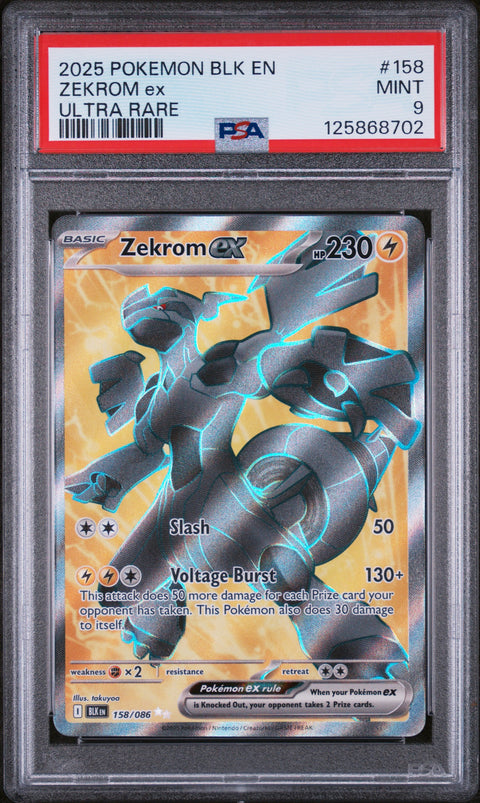 2025 Pokemon Blk En-Black Bolt Zekrom Ex #158 PSA 9