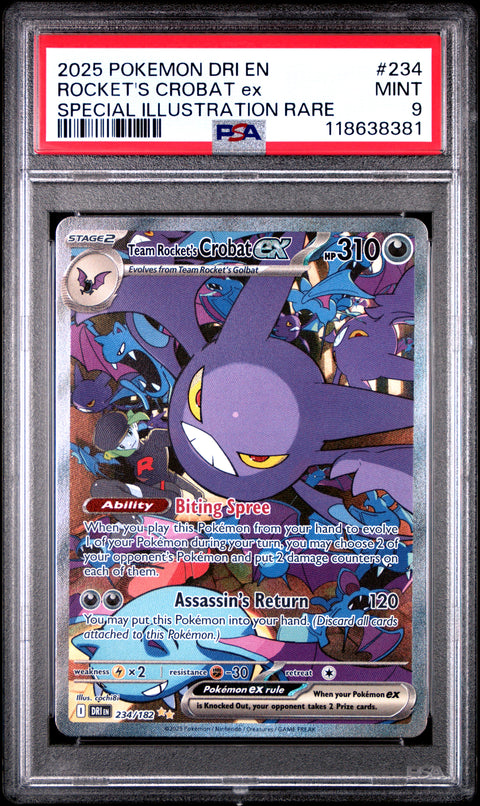 2025 Pokemon Dri En-Destined Rivals Rocket'S Crobat Ex #234 PSA 9
