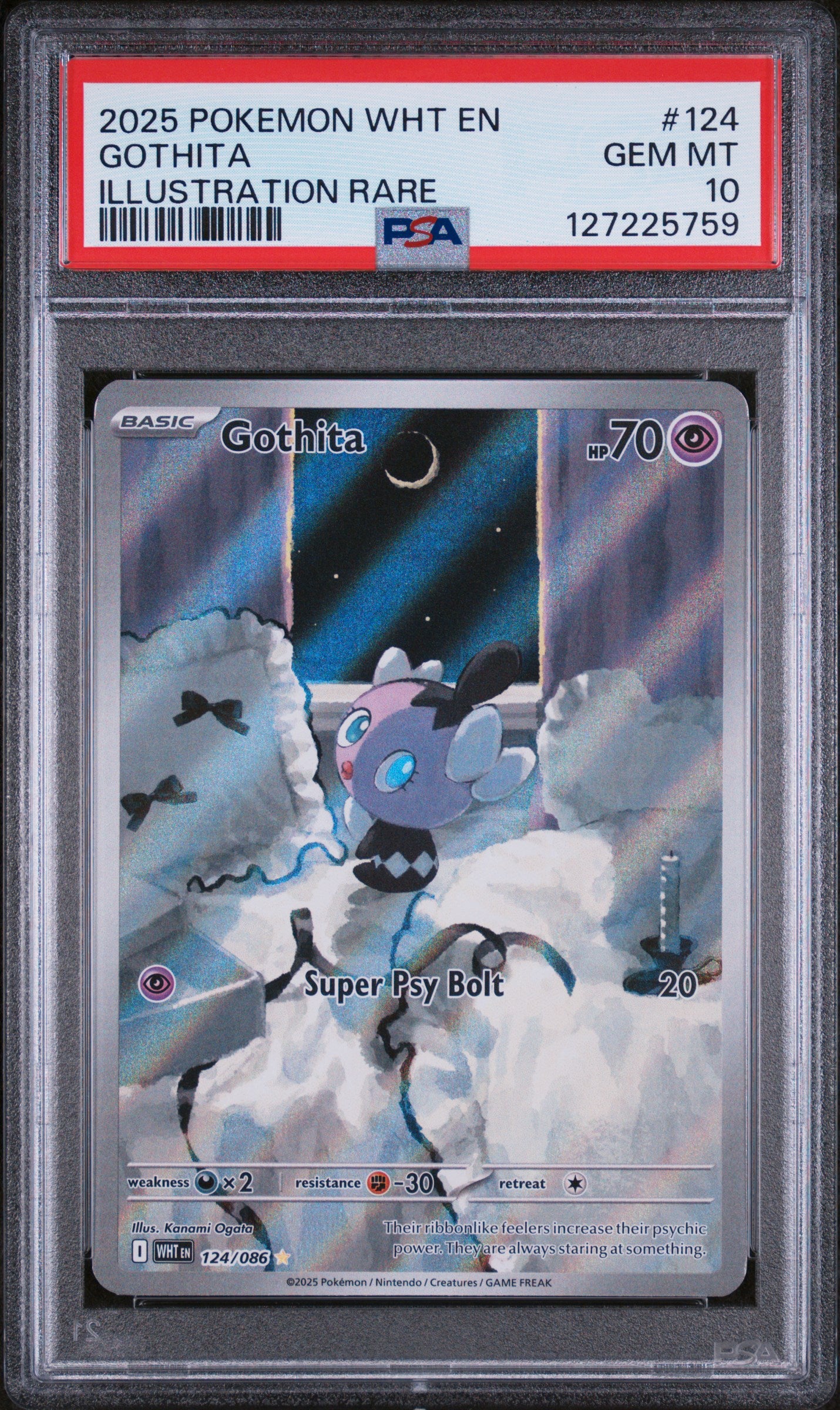 2025 Pokemon Wht En-White Flare Gothita #124 PSA 10
