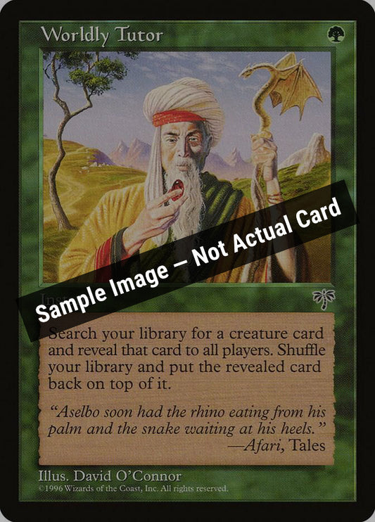 Magic,Mirage,Worldly Tutor,Normal,Heavily Played — Sample Image, Not Actual Card