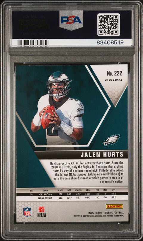 2020 Panini Mosaic #222 Jalen Hurts Red Mosaic PSA 10 83408519