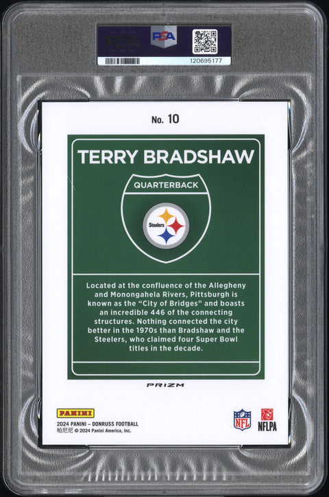 2024 Panini Donruss Downtown! #10 Terry Bradshaw Downtown!-Oversize PSA 9