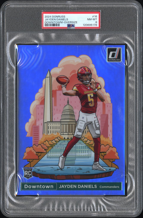2024 Panini Donruss Downtown! #16 Jayden Daniels Downtown!-Oversize PSA 8