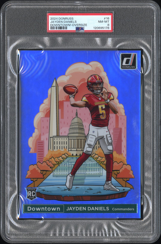 2024 Panini Donruss Downtown! #16 Jayden Daniels Downtown!-Oversize PSA 8