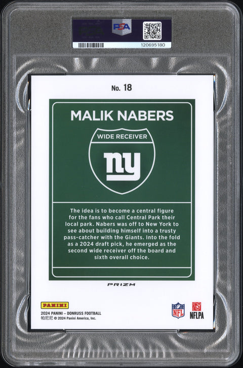 2024 Panini Donruss Downtown! #18 Malik Nabers Downtown!-Oversize PSA 8