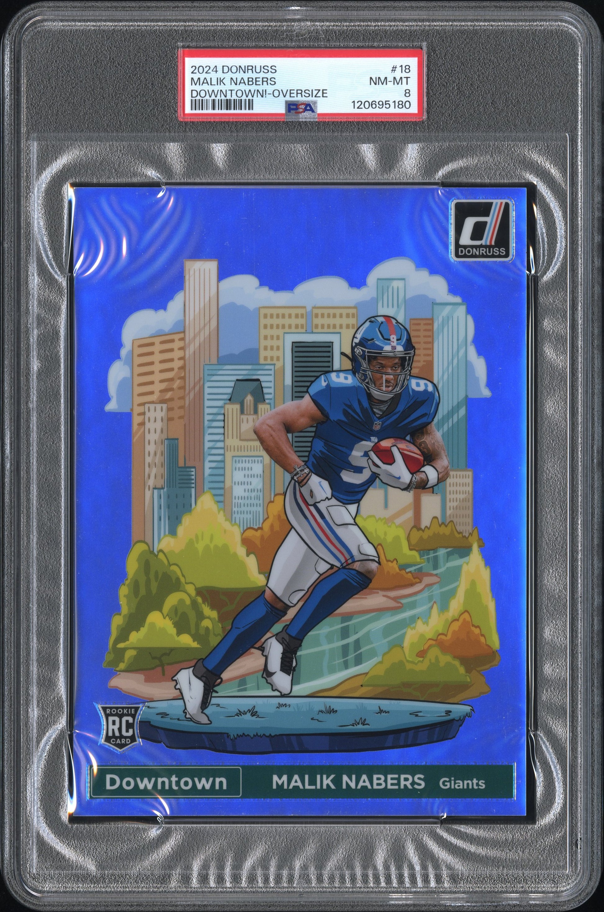 2024 Panini Donruss Downtown! #18 Malik Nabers Downtown!-Oversize PSA 8