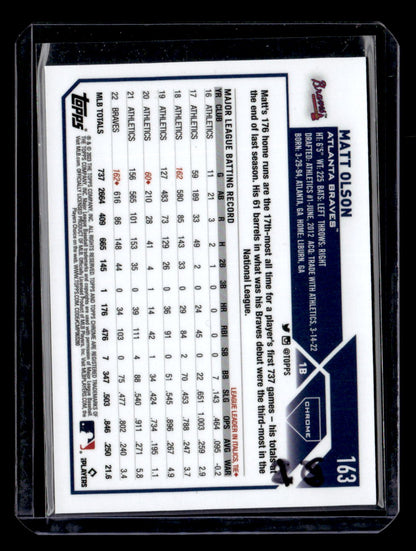 2023 Topps Chrome Logofractor Edition #163 Matt Olson Yellow Refractor #/75