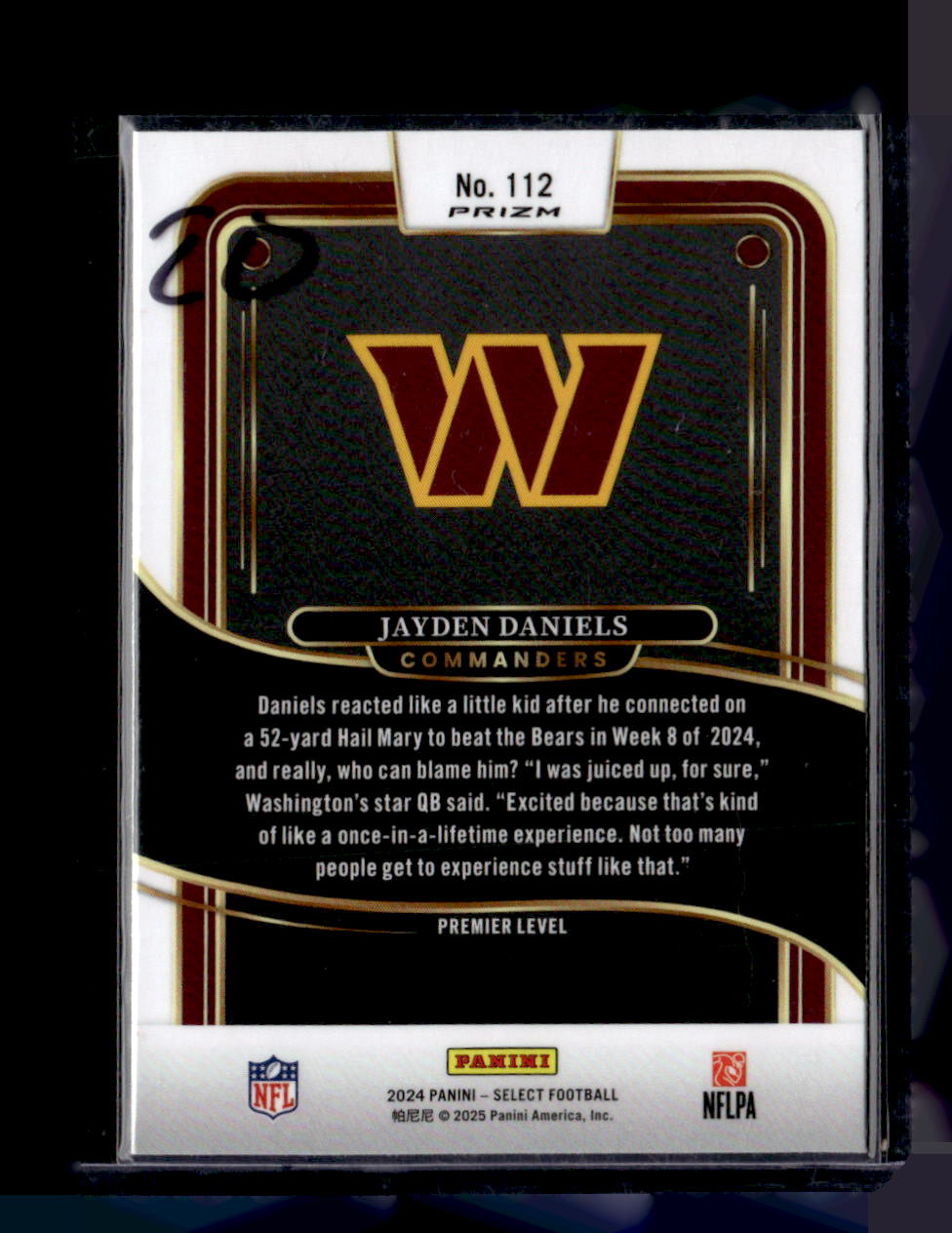 2024 Panini Select #112 Jayden Daniels Black & Red Prizm Shock