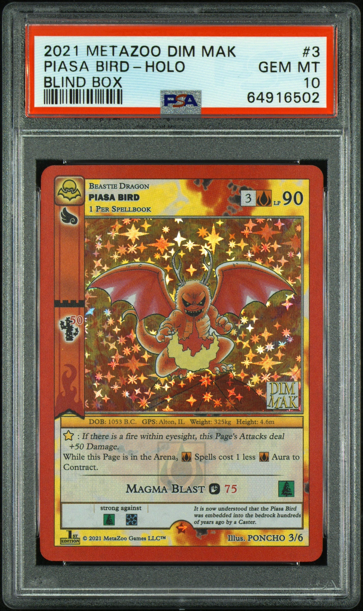 2021 Metazoo Dim Mak Blind Box #3 Piasa Bird-Holo Blind Box PSA 10