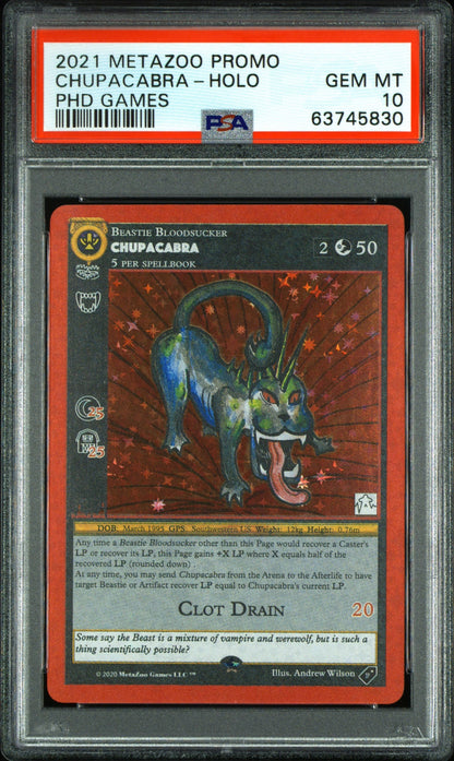 2021 Metazoo Promo Chupacabra-Holo Phd Games PSA 10