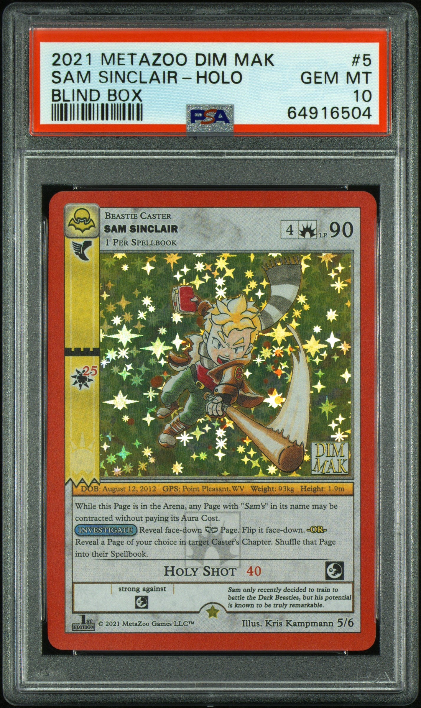 2021 Metazoo Dim Mak Blind Box #5 Sam Sinclair-Holo Blind Box PSA 10