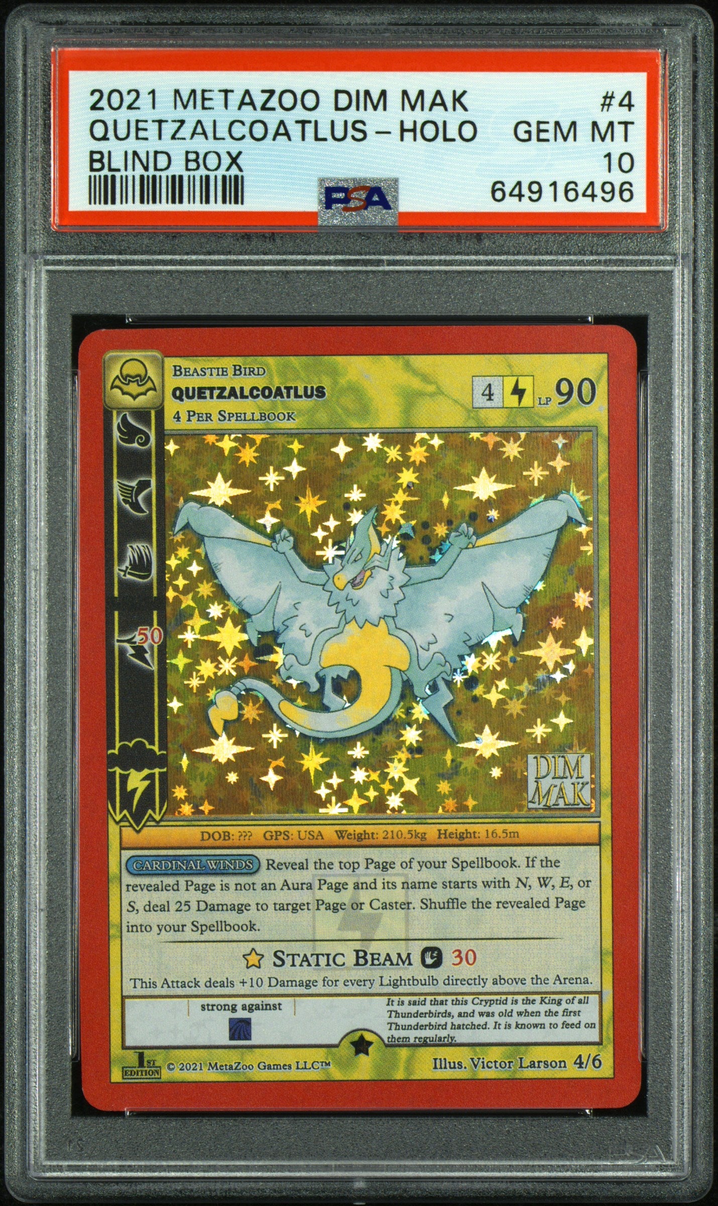 2021 Metazoo Dim Mak Blind Box #4 Quetzalcoatlus-Holo Blind Box PSA 10
