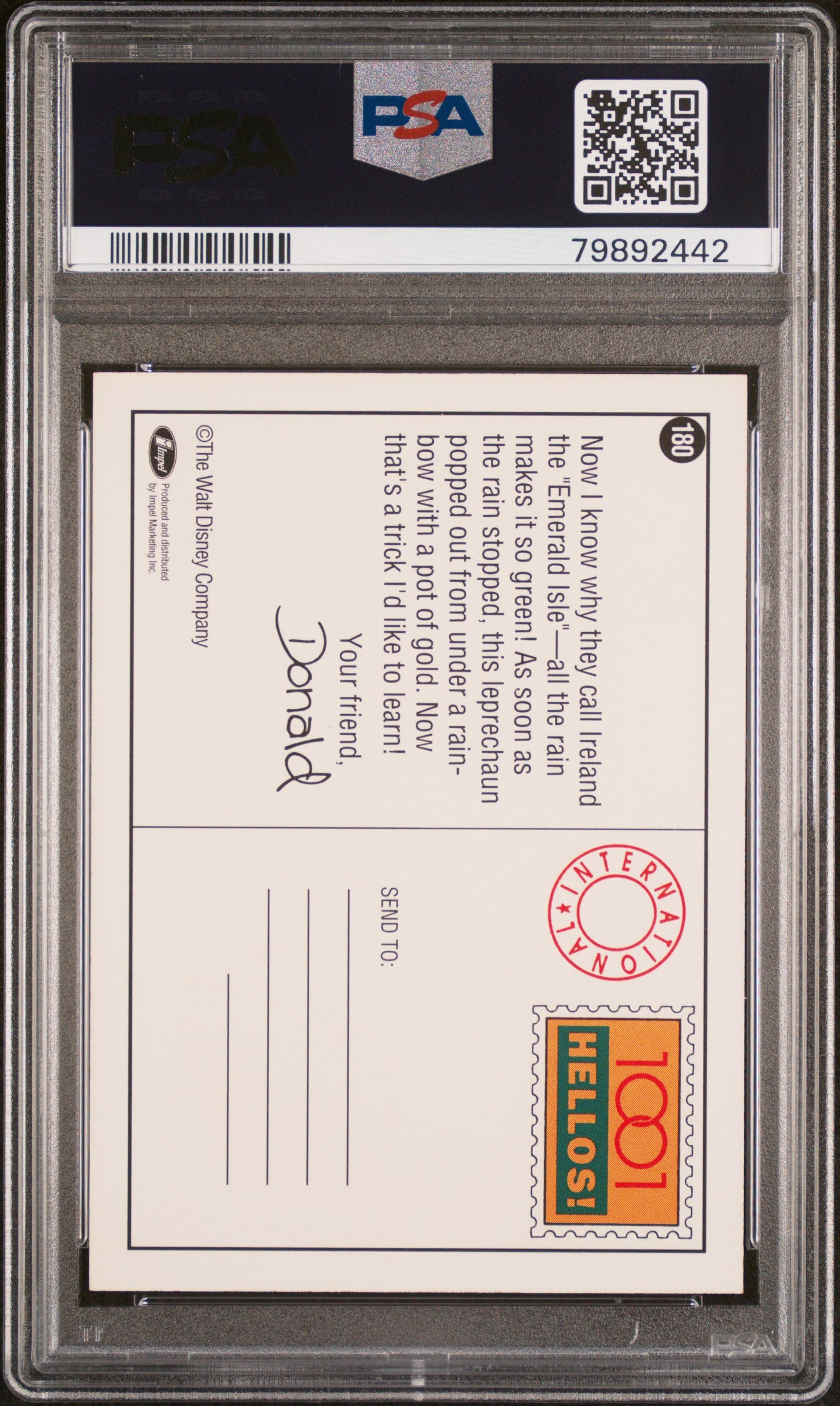 1991 Impel Disney Collector Cards #180 Donald Goes For Gold Disney Collector Cards PSA 10