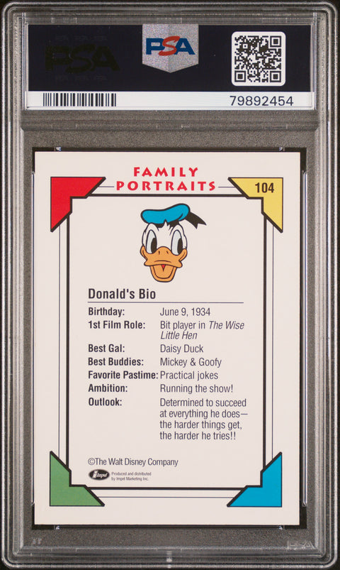 1991 Impel Disney Collector Cards #104 Donald Duck Disney Collector Cards PSA 10
