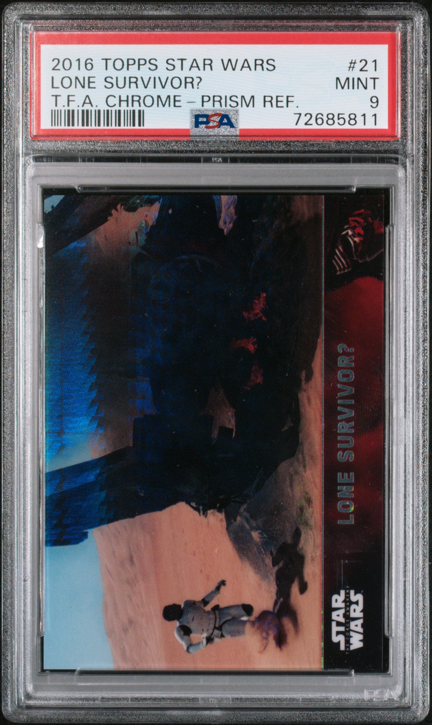 2016 Topps Star Wars The Force Awakens Chrome #21 Lone Survivor? T.F.A. Chrome-Prism Ref. PSA 9