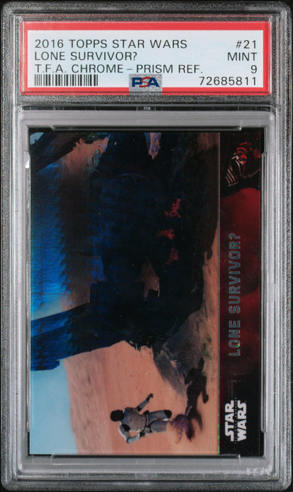 2016 Topps Star Wars The Force Awakens Chrome #21 Lone Survivor? T.F.A. Chrome-Prism Ref. PSA 9