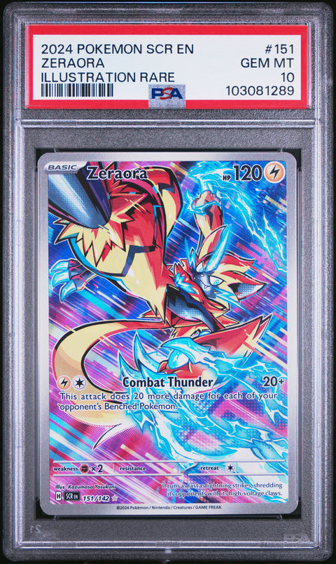 2024 Pokemon Scr En-Stellar Crown #151 Zeraora Illustration Rare PSA 10