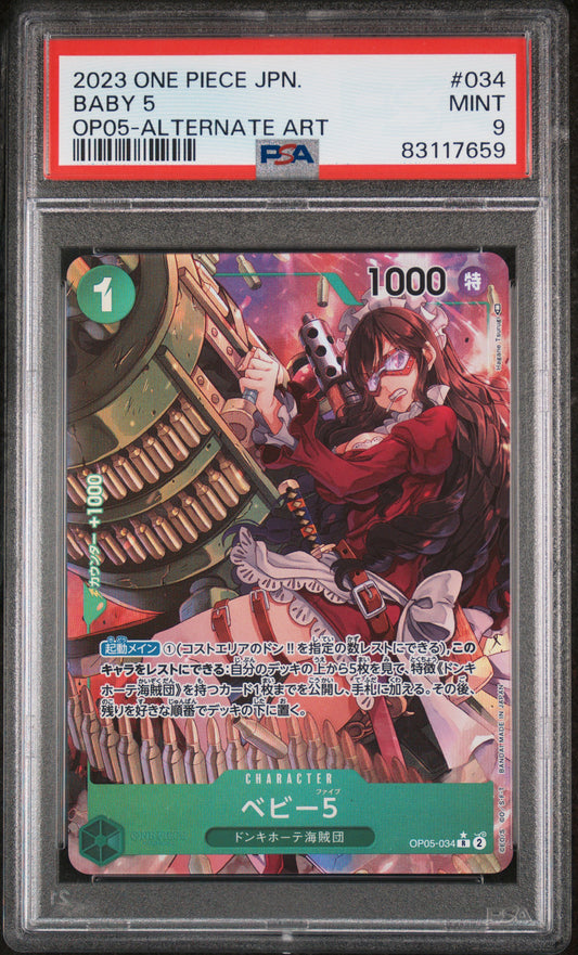 2023 One Piece Japanese Op05-Awakening Of The New Era #034 Baby 5 Alternate Art PSA 9
