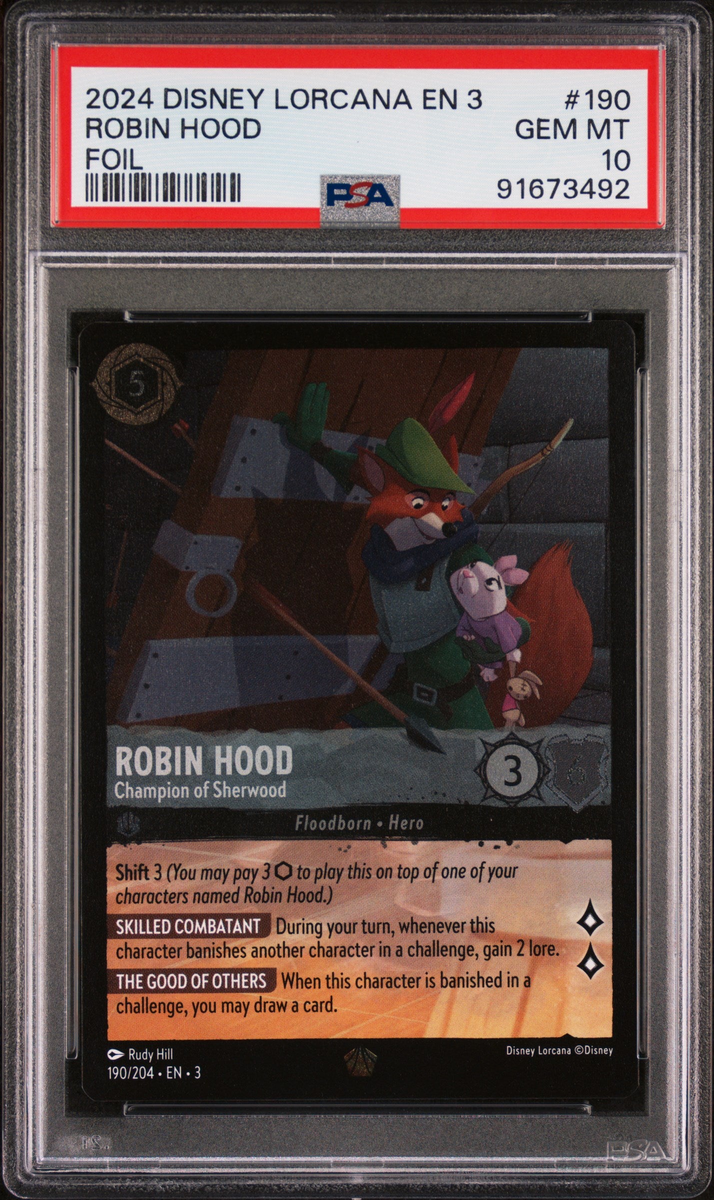 2024 Disney Lorcana En 3-Into The Inklands #190 Robin Hood Foil PSA 10