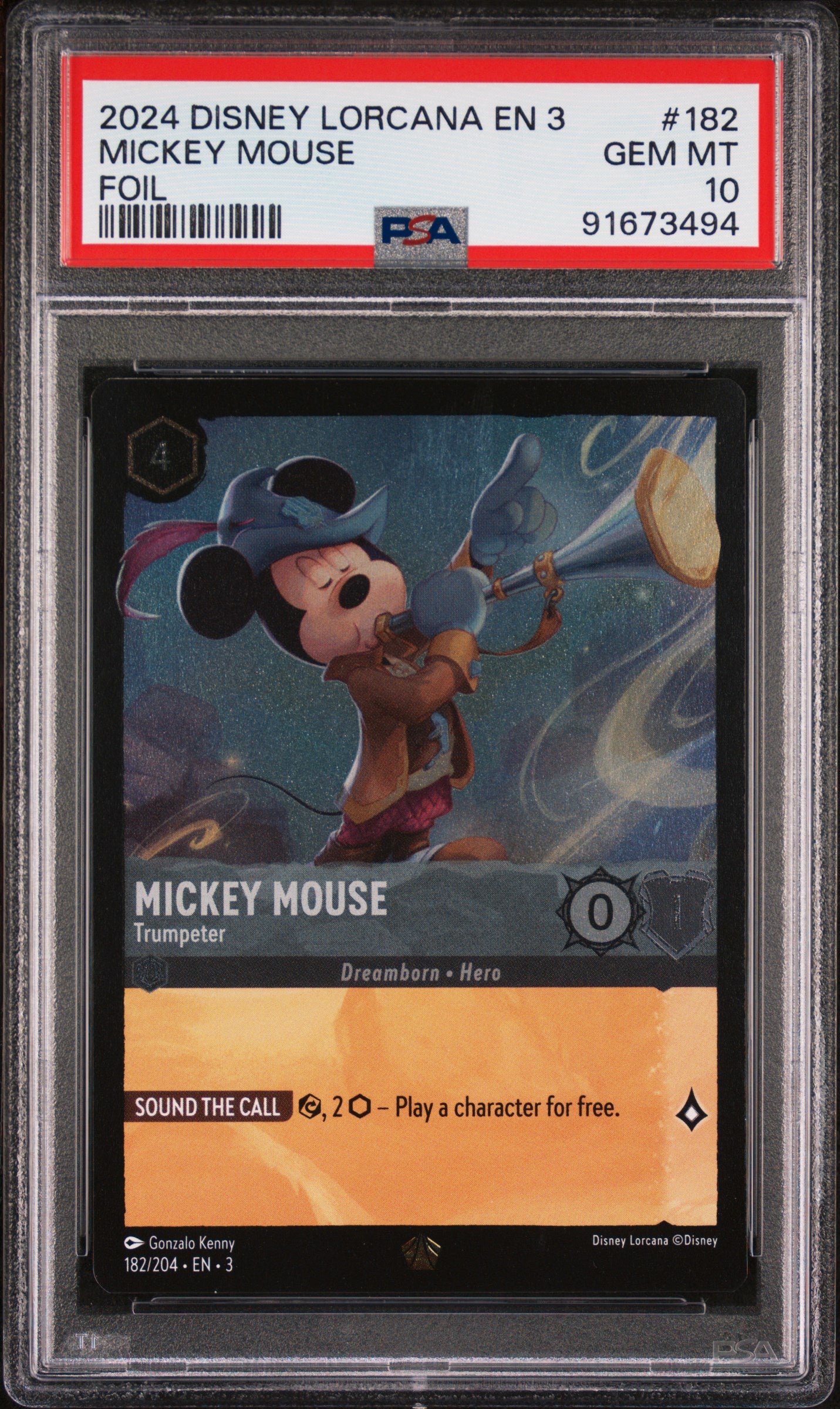 2024 Disney Lorcana En 3-Into The Inklands #182 Mickey Mouse Foil PSA 10
