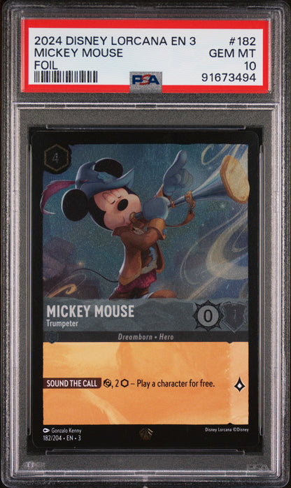 2024 Disney Lorcana En 3-Into The Inklands #182 Mickey Mouse Foil PSA 10