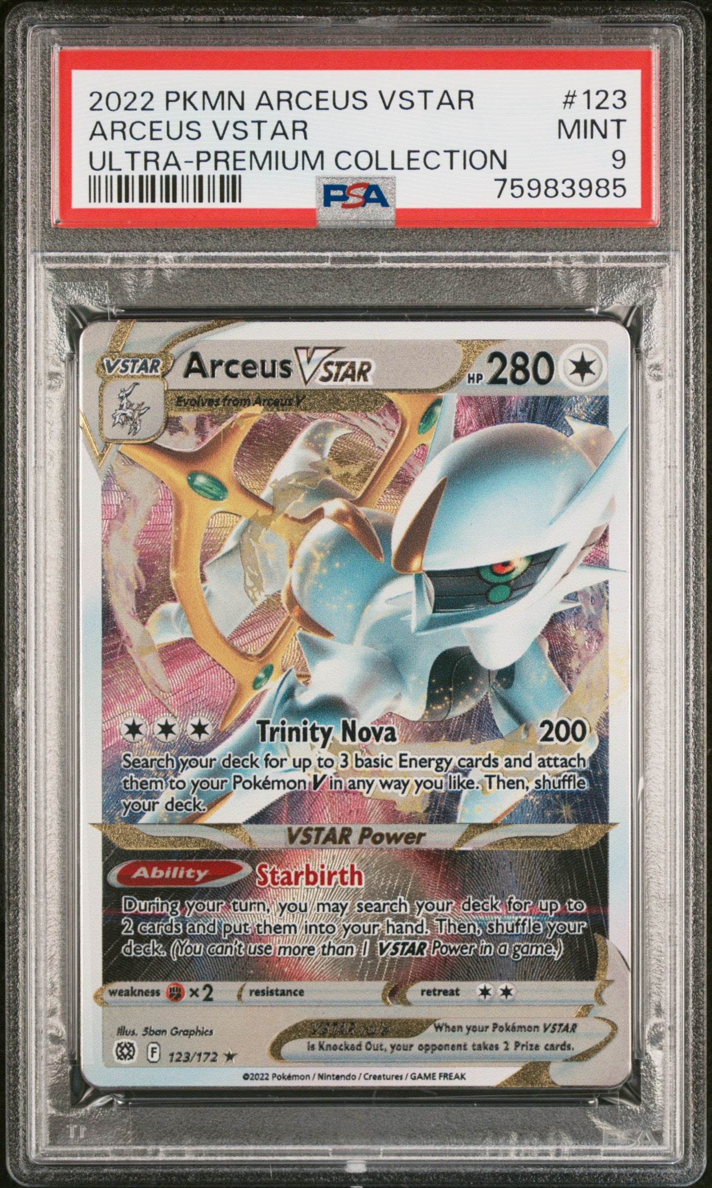 2022 Pokemon Arceus Vstar Ultra-Premium Collection #123 Arceus Vstar Ultra-Premium Collection PSA 9
