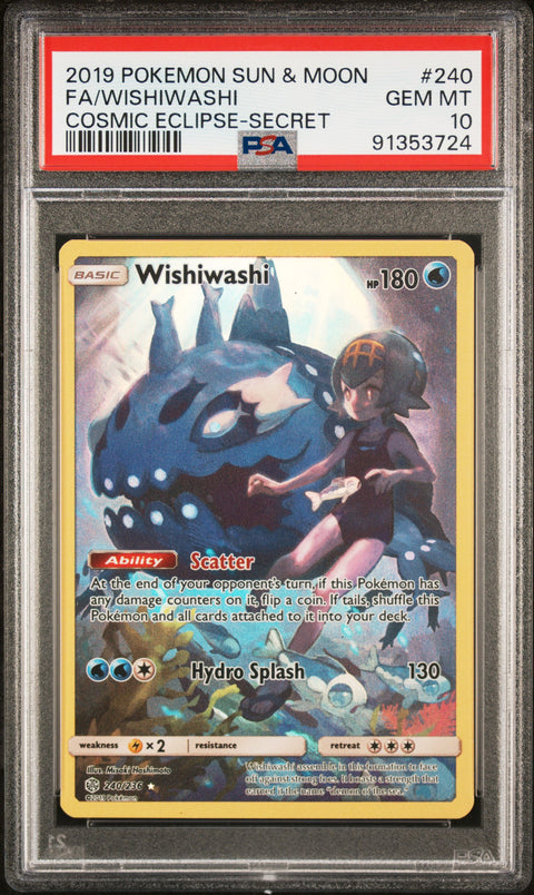 2019 Pokemon Sun & Moon Cosmic Eclipse Fa/Wishiwashi #240 PSA 10