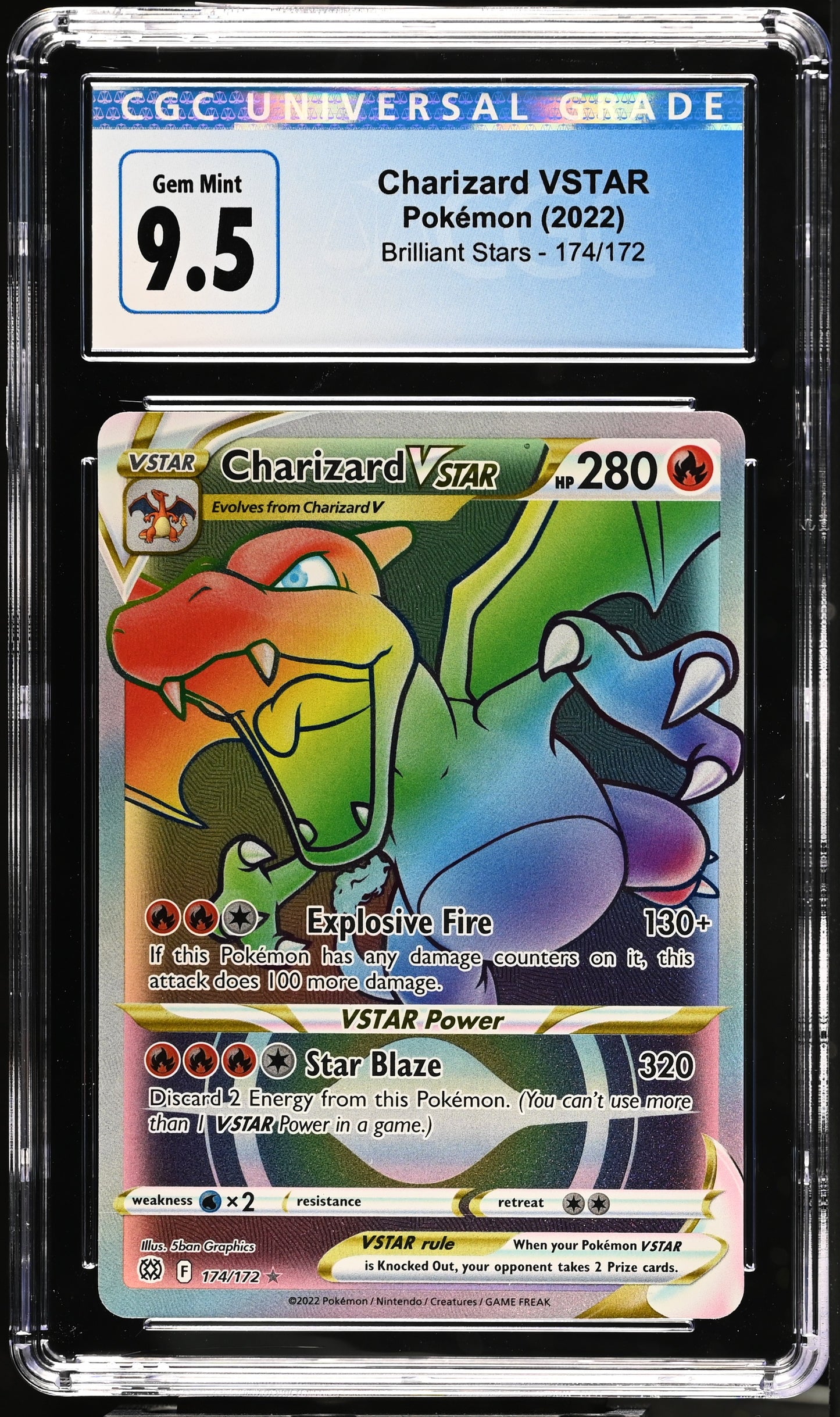 2022 Brilliant Stars #174/172 Charizard VSTAR CGC 10