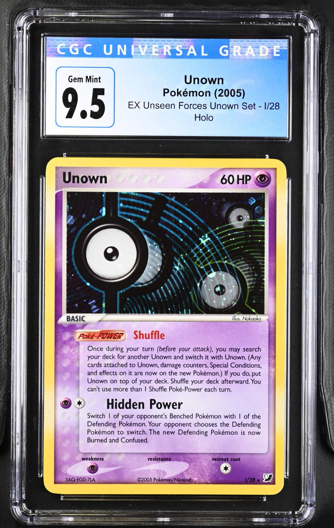 2005 EX Unseen Forces Unown Set #I/28 Unown CGC 10