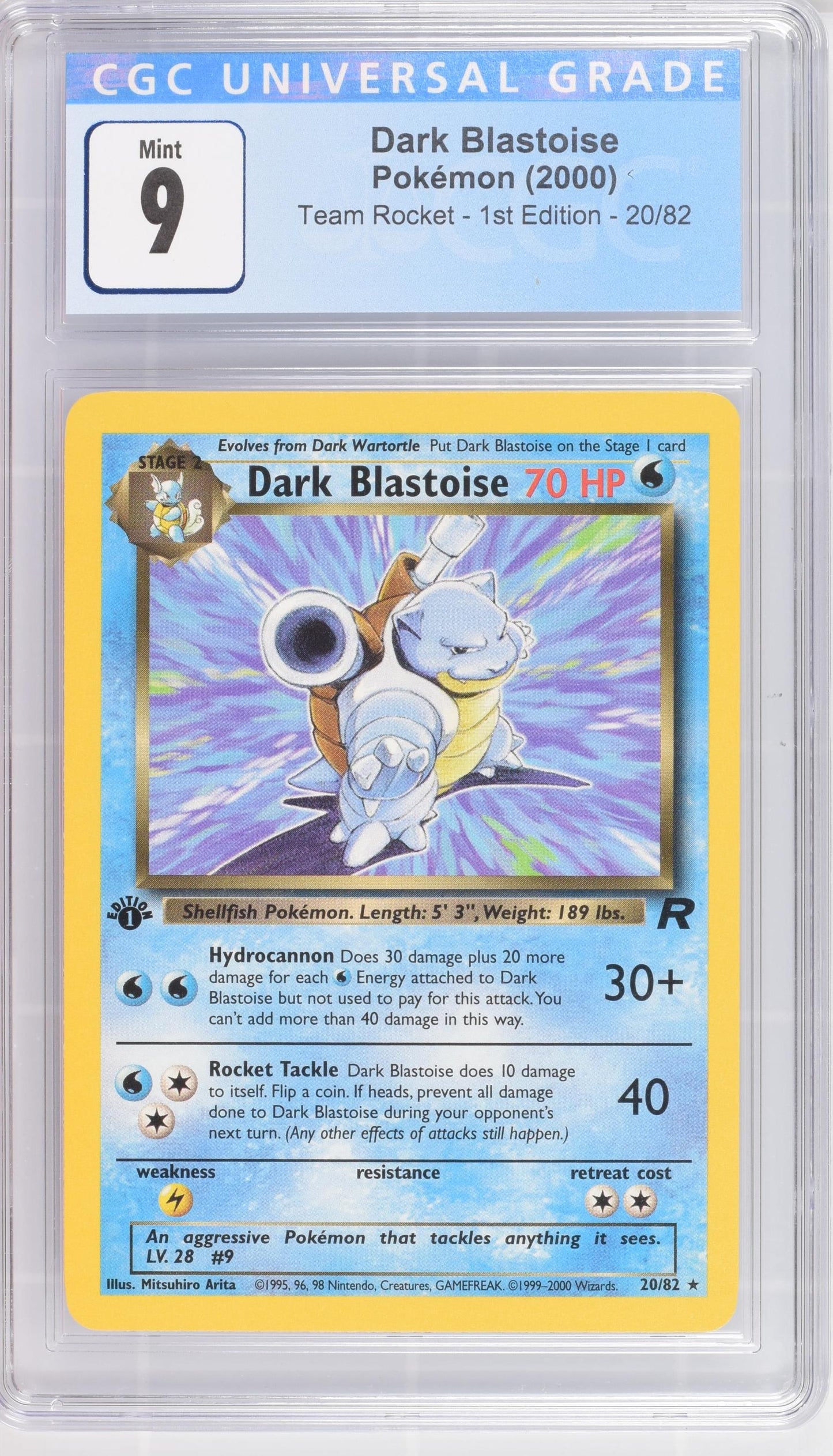 2000 Team Rocket - 1st Ed. #20/82 Dark Blastoise CGC 9