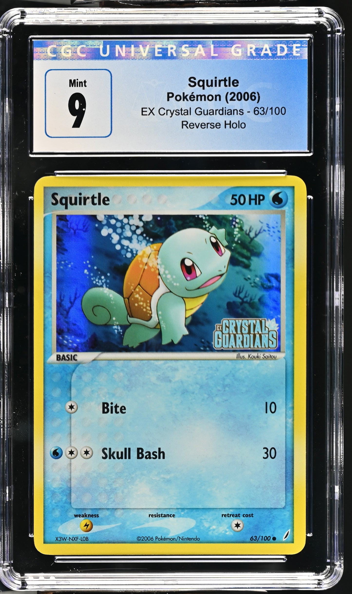 2006 EX Crystal Guardians #63/100 Squirtle CGC 9