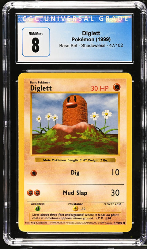 1999 Base Set #47/102 Diglett CGC 8