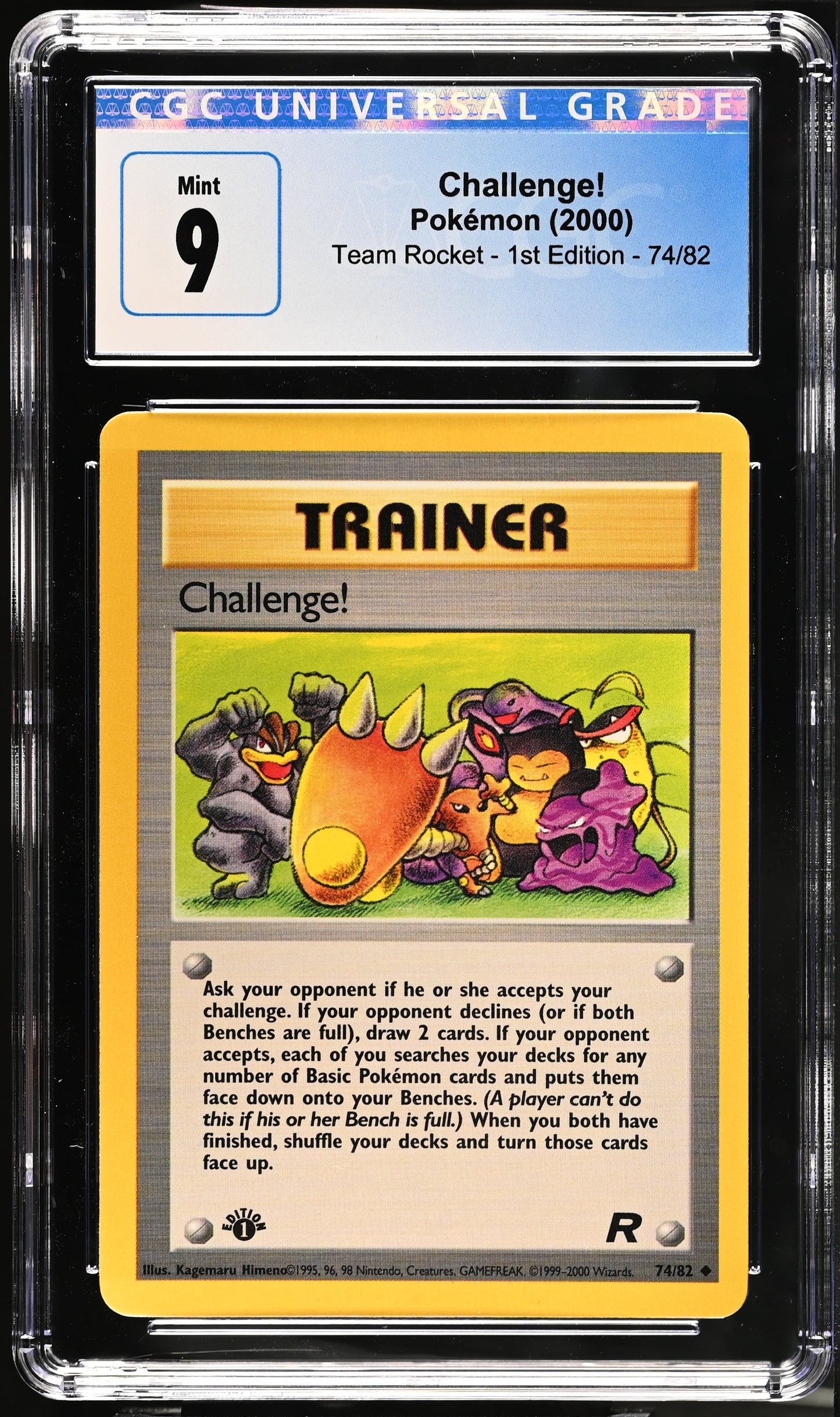 2000 Team Rocket - 1st Ed. #74/82 Challenge! CGC 9