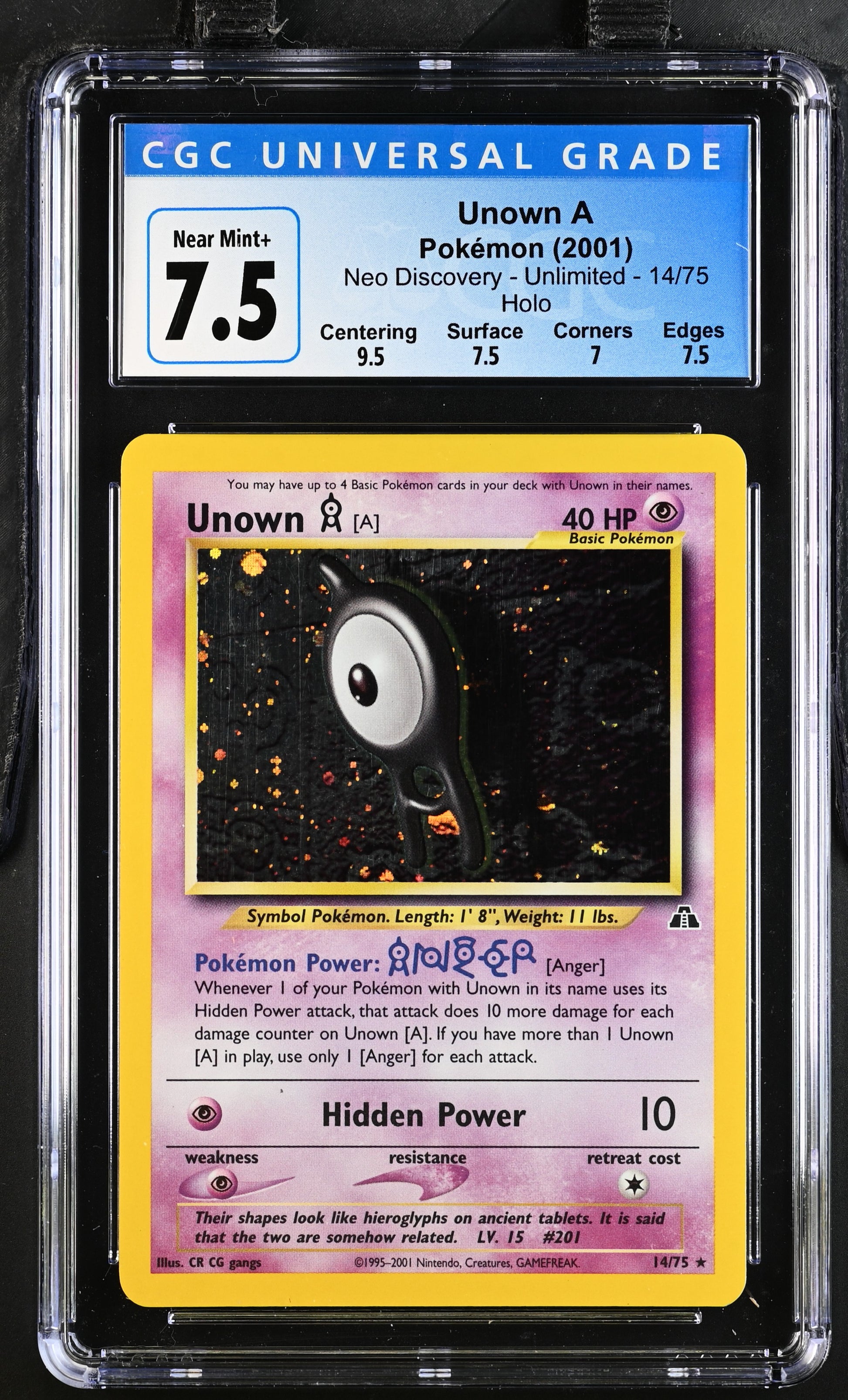 2001 Neo Discovery #14/75 Unown A CGC 7.5