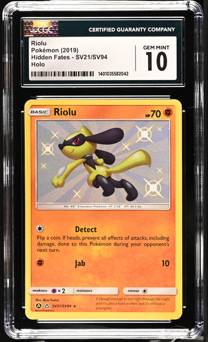 2019 Hidden Fates #SV21/SV94 Riolu CGC 10