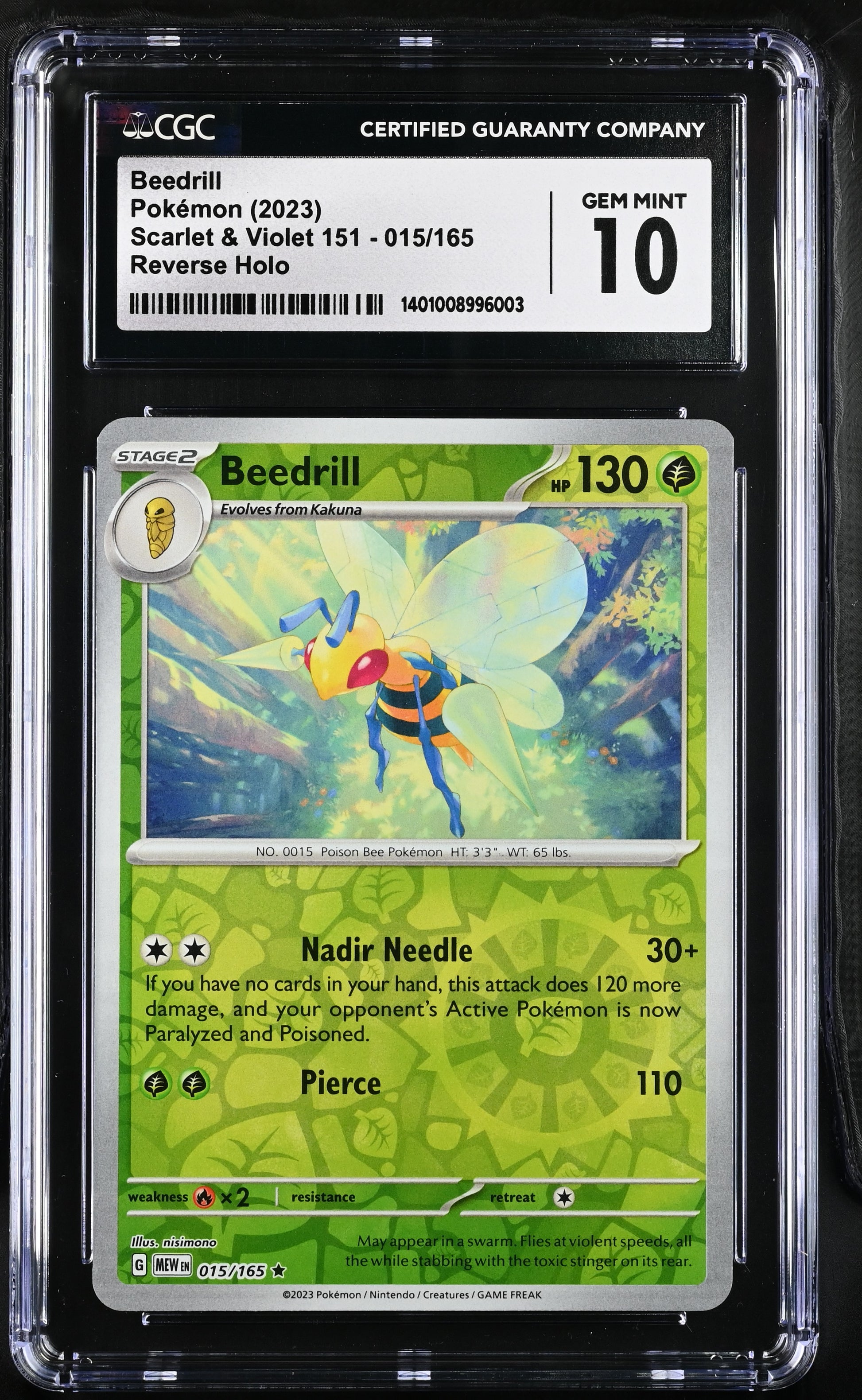 2023 Scarlet & Violet 151 #015/165 Beedrill CGC 10