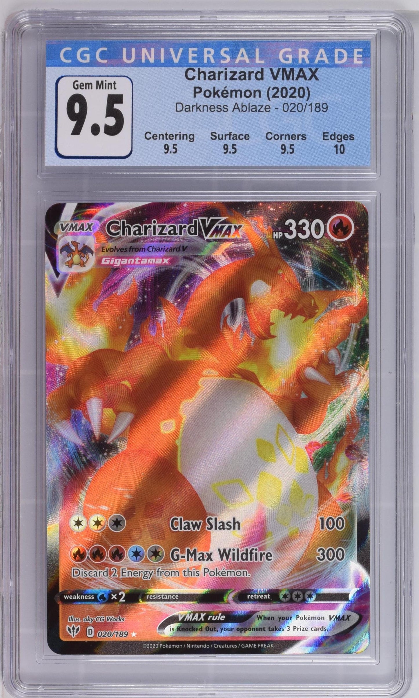 2020 Darkness Ablaze #020/189 Charizard VMAX CGC 10