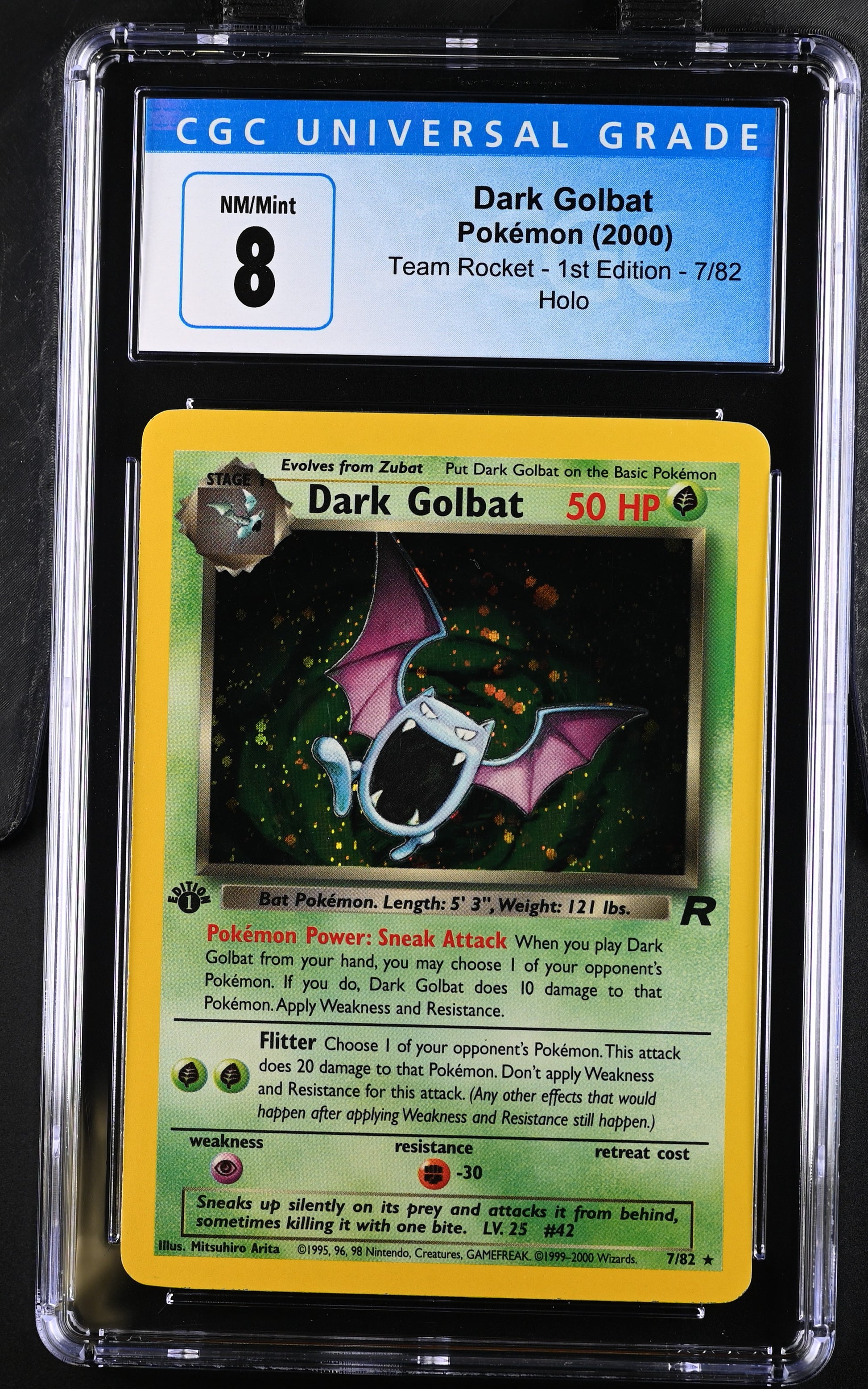 2000 Team Rocket - 1st Ed. #7/82 Dark Golbat CGC 8