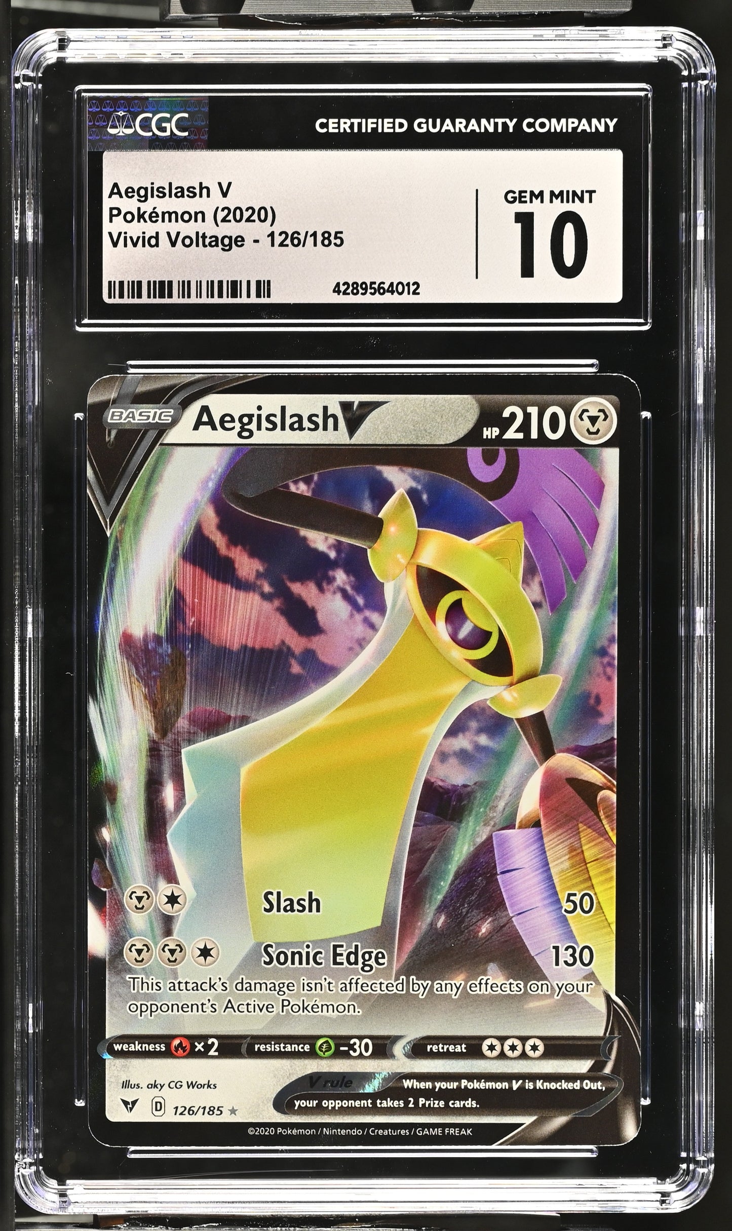 2020 Vivid Voltage #126/185 Aegislash V CGC 10