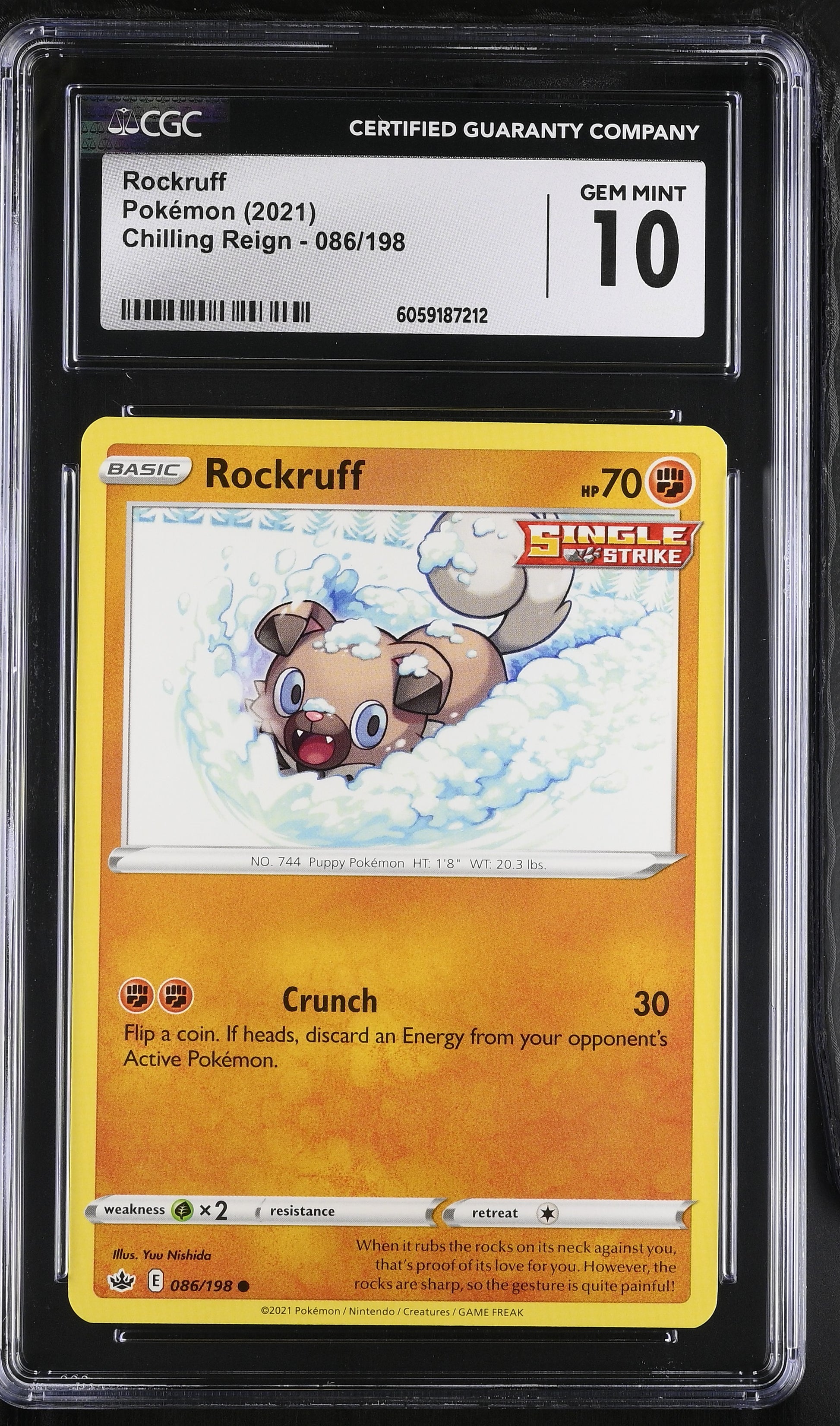2021 Chilling Reign #086/198 Rockruff CGC 10