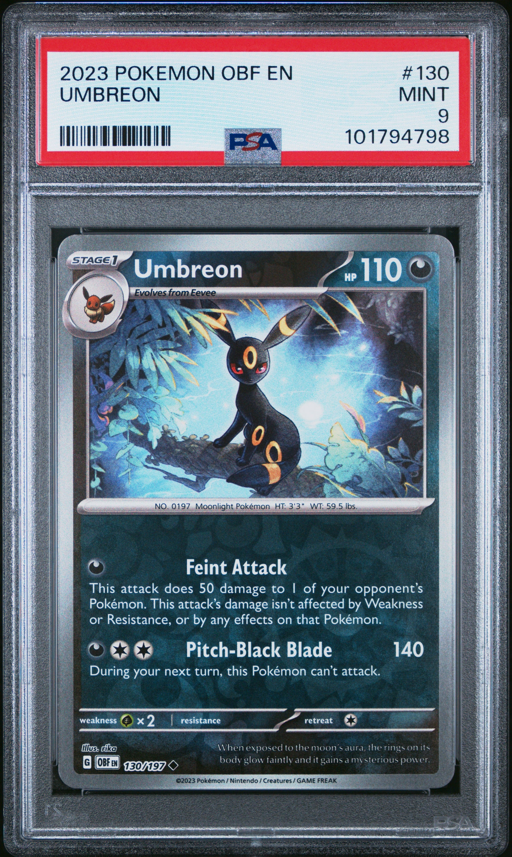 2023 Pokemon Obf En-Obsidian Flames #130 Umbreon PSA 9